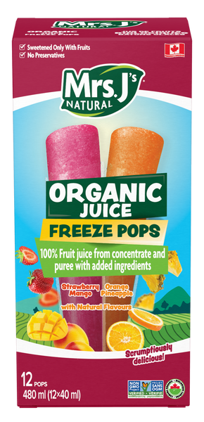 Mrs. J's Natural Strawberry Mango & Orange Pineapple Organic Juice Pops