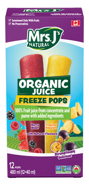 Mrs. J's Natural Tropical Passion & Berry Blast Organic Juice Pops