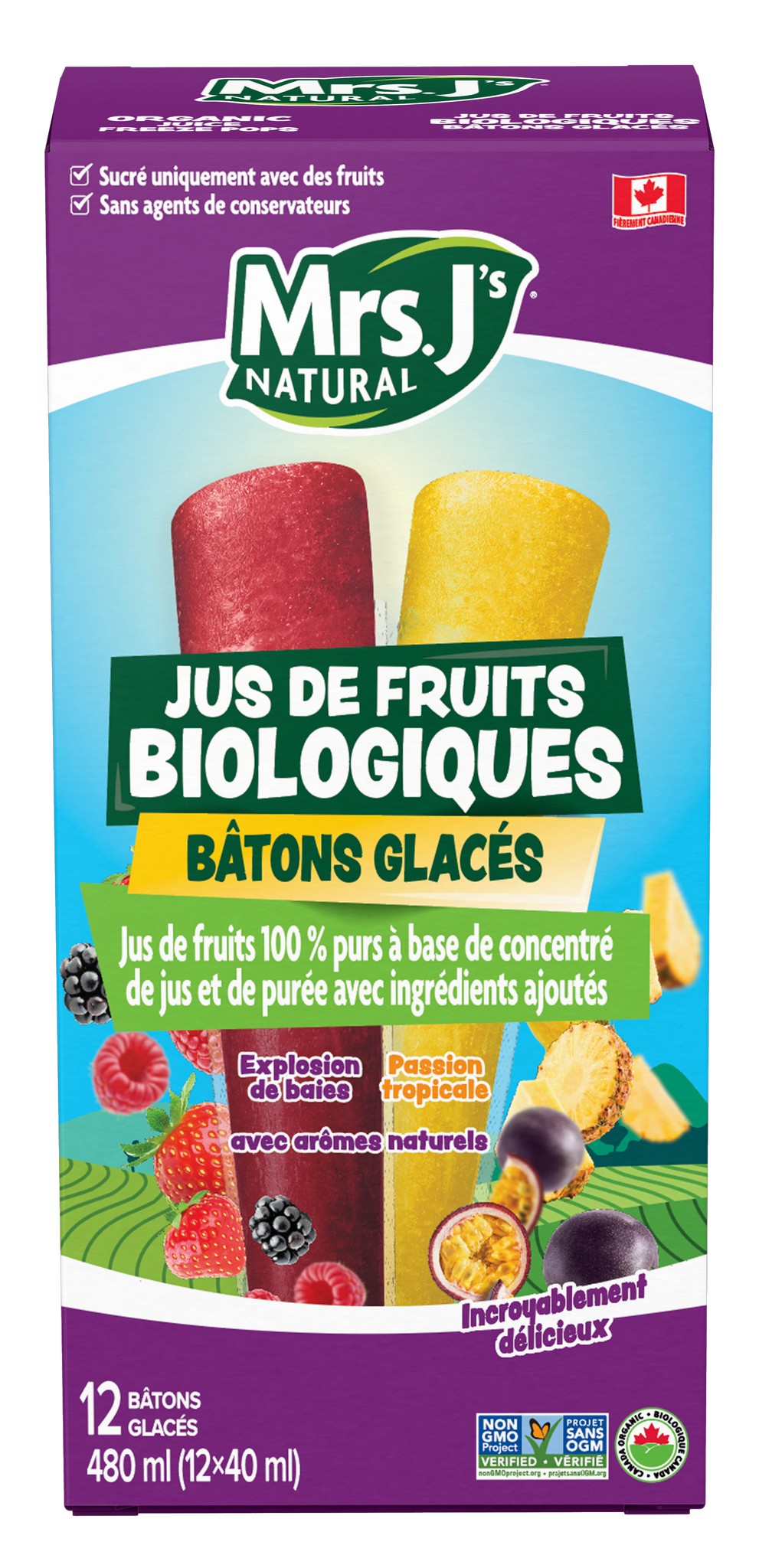 "Mrs. J's Natural" jus de fruits bio