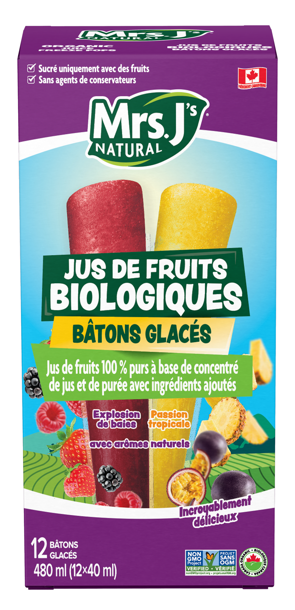 Mrs. J's Natural Tropical Passion & Berry Blast Organic Juice Pops